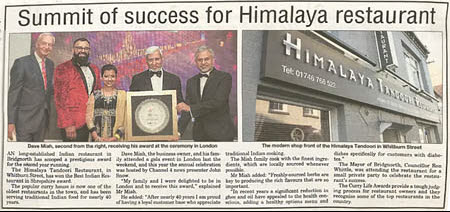 Summit of success for Himalya Restaurant - Bridgnorth Journal 18th October 2018