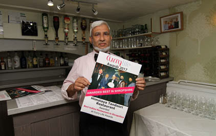 Himalaya Bridgnorth Awarded Best Indian Restaurant In Shropshire 2017