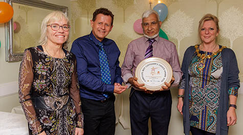 Deputy Mayoress Karen Sawbridge, TV Presenter Mike Bushell, Himalaya Tandoori owner Dave Miah, Mayoress Sarah Barlow