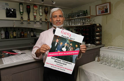 Himalaya Bridgnorth Awarded Best Indian Restaurant in Shropshire