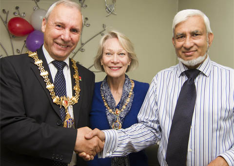 Mayor & Lady Mayoress & Bridgnorth Councillor Ron Whittle and Carol Whittle with Dave Miah