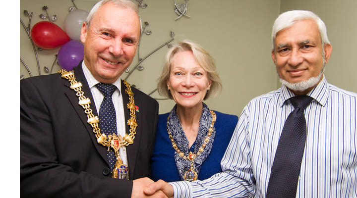 Mayor & Lady Mayoress Bridgnorth Councillor Ron Whittle and Carol Whittle with Dave Miah Himalaya Bridgnorth